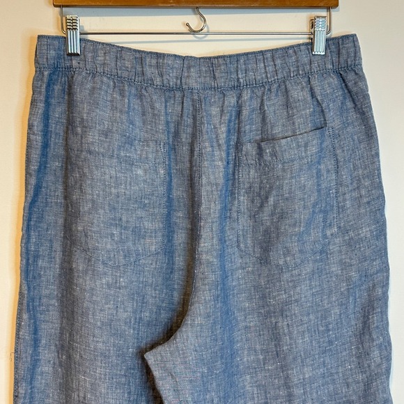 Cynthia Rowley 100% Linen Wide Leg Cropped Pants Women's XL Blue Casual Cruise - Picture 6 of 7